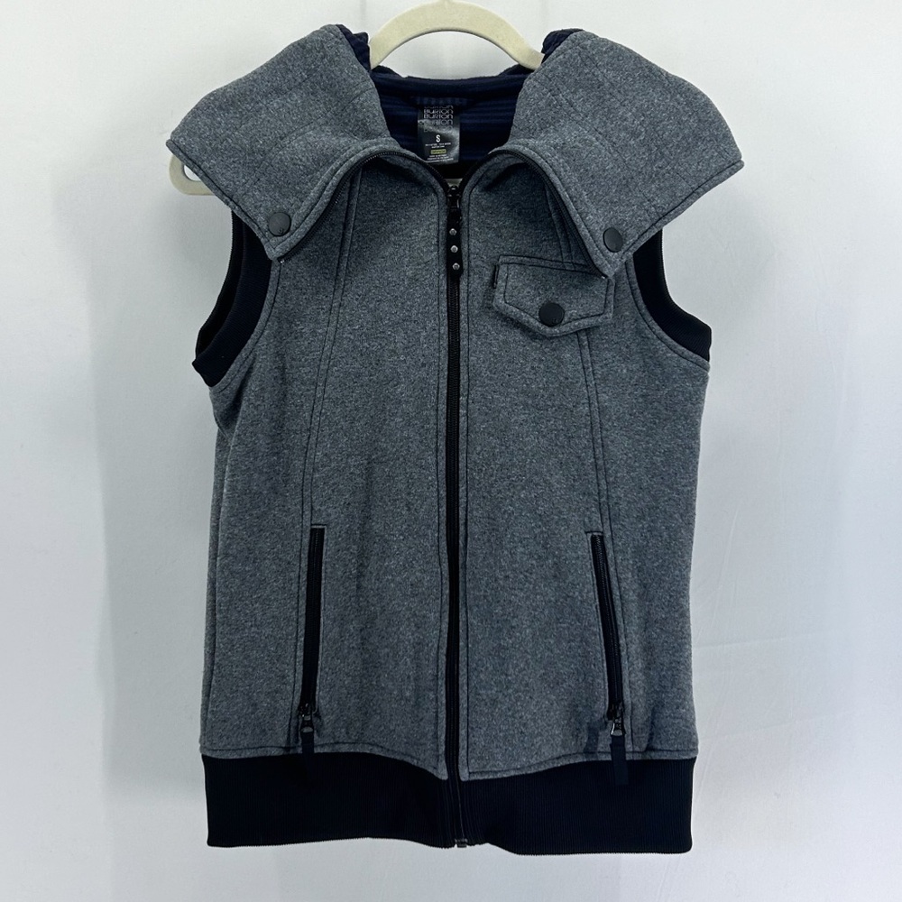 Burton Starr Dry Ride Gray Zip Up Hooded Snowboard Vest Small